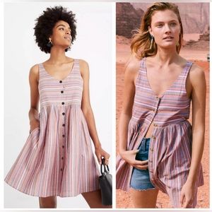Madewell Scoopneck Tank Dress in Rainbow Stripe, Small
